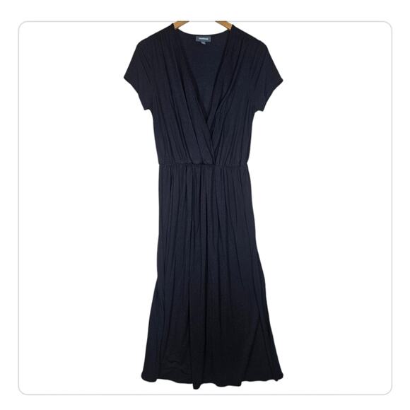 ModCloth Navy Blue V-neck Short Sleeve Maxi Dress - Picture 1 of 9